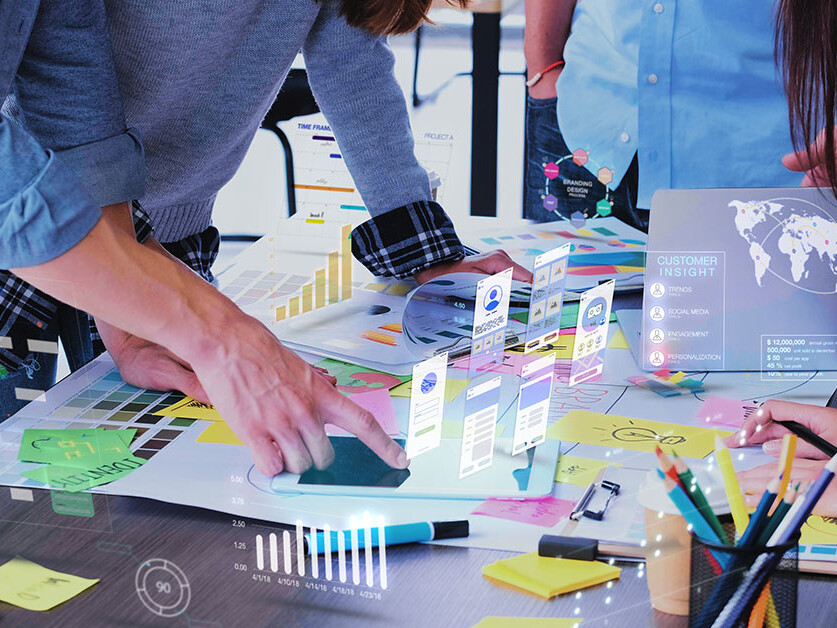 team working together in a biopharma brand planning project