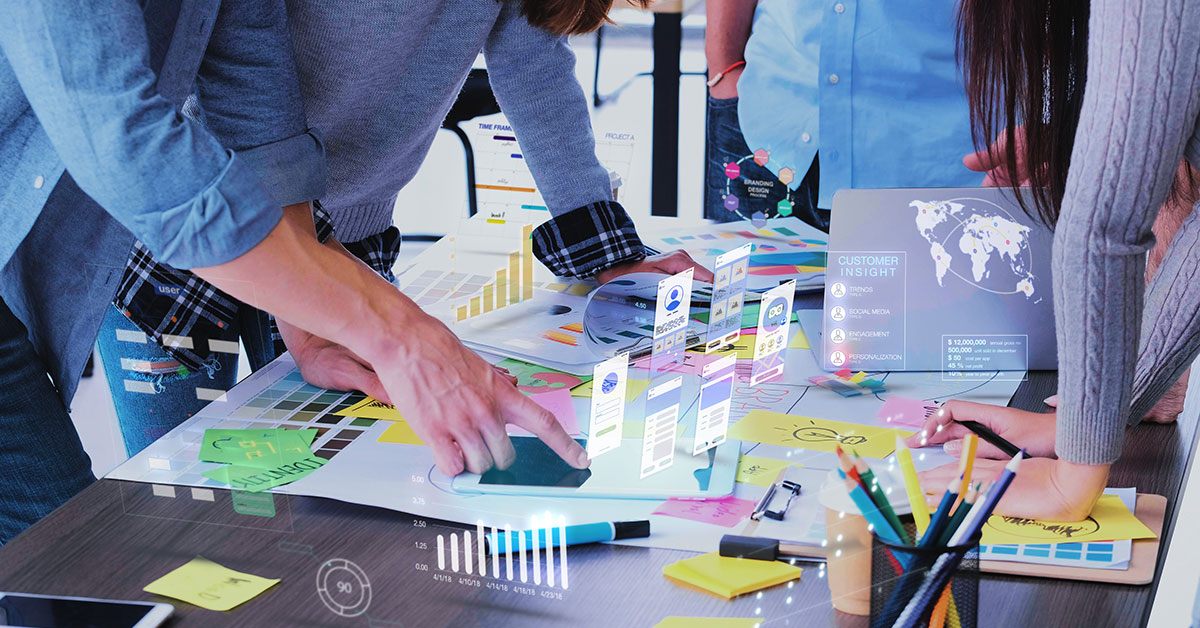 team working together in a biopharma brand planning project