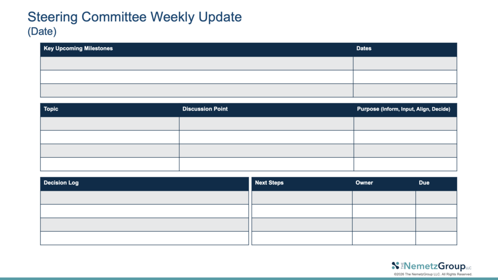 weekly update example template